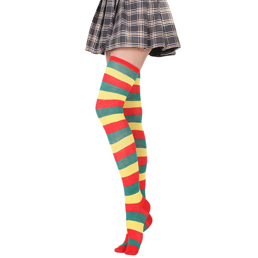 Ms. Khaki Wide Strip Knee Socks High Socks Stockings Female Student Cosplay